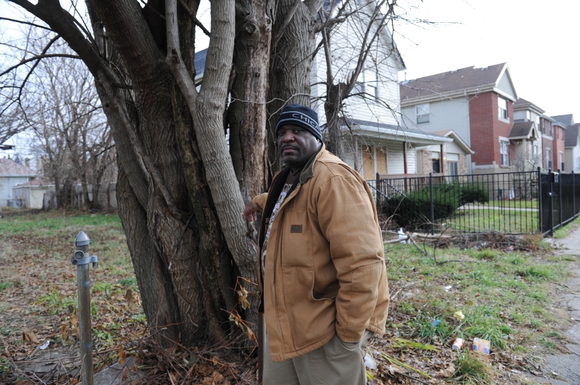 Marvin Reeves, 56, stands near the front of the house he bought for his daughter in the Greater Grand Crossing neighborhood in Chicago, Illinois on November 29, 2015.  Reeves purchased and renovated the house with money he received in settlement from the City of Chicago after a codefendant, Ronald Kitchen, and he were both beaten so badly their families did not recognize them at arraignment and Kitchen confessed to a crime both were innocent of; Reeves spent 21 years incarcerated from 1988-2009 for a South Side arson that killed two women and three children and had received five consecutive life sentences.